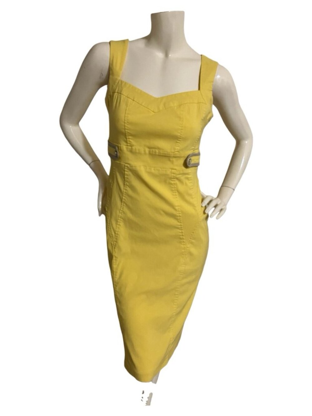 NWT Star By Julien McDonald Buttercup Yellow Stretchy Pencil Dress